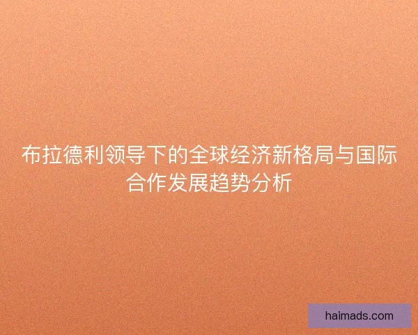 布拉德利领导下的全球经济新格局与国际合作发展趋势分析